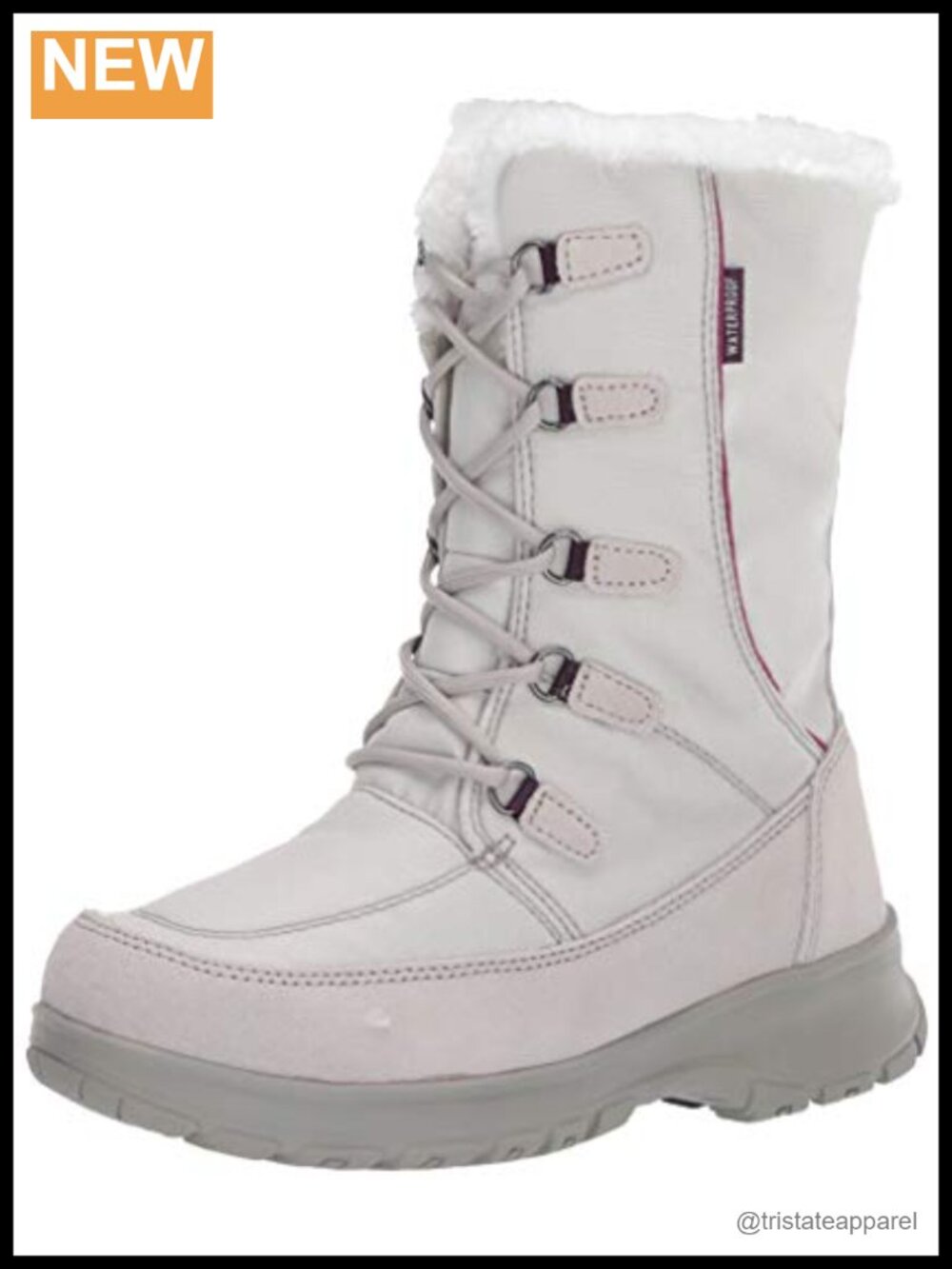 Weatherproof Waterproof Nylon Snow Boots Mid-Calf Calf High Lace-Up Non-Slip